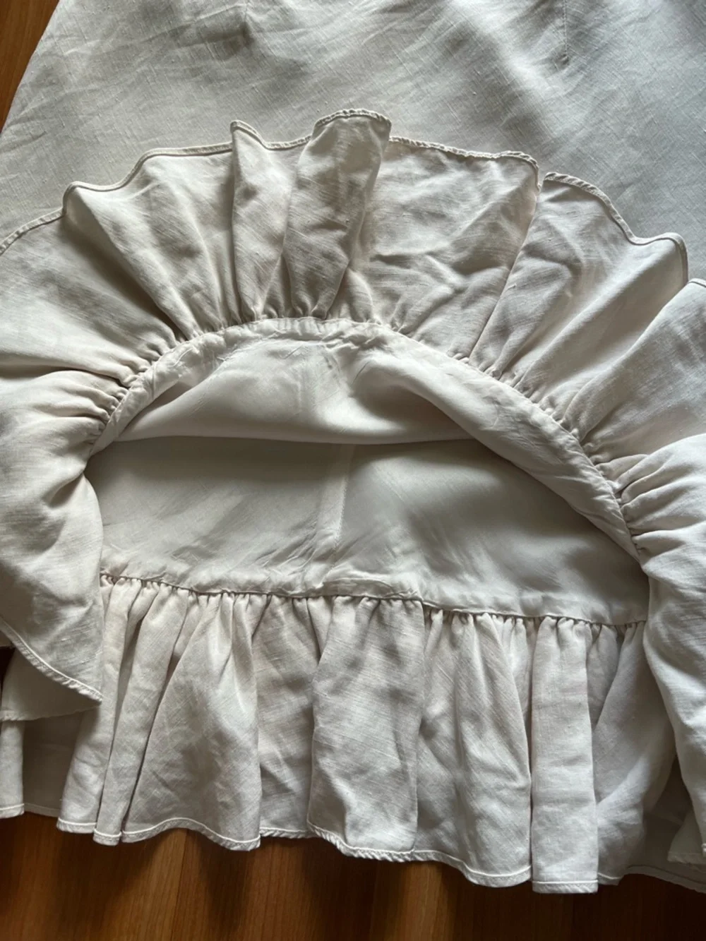 Ralph Lauren Black Label Ivory Silk Linen Ruffle Skirt 10P - Picture 6 of 8